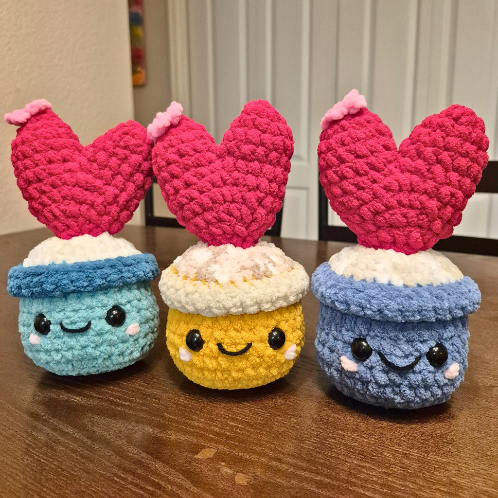 Crochet Heart Cactus Plush