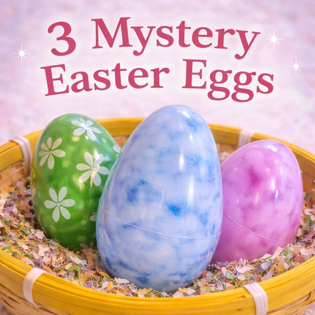 3 mystery Easter eggs surprise set in basket