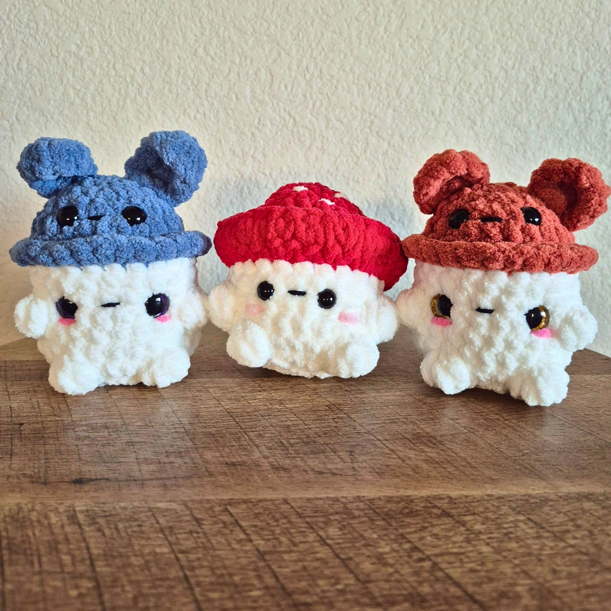 Crochet Bunny, Bear and Classic Mushroom Plush