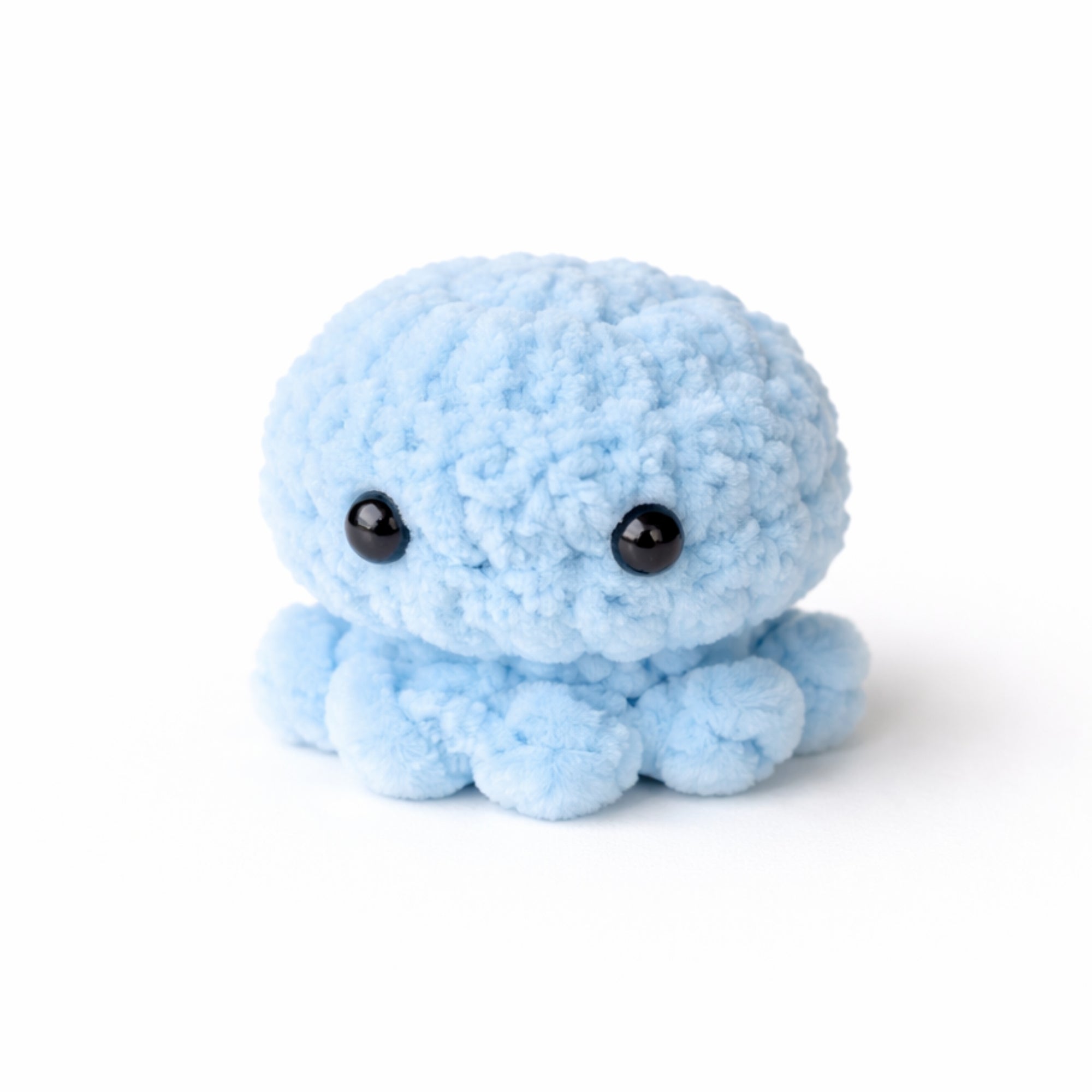 Cute blue crochet baby octopus plush handmade amigurumi toy, soft mini octopus perfect for gifts and decor