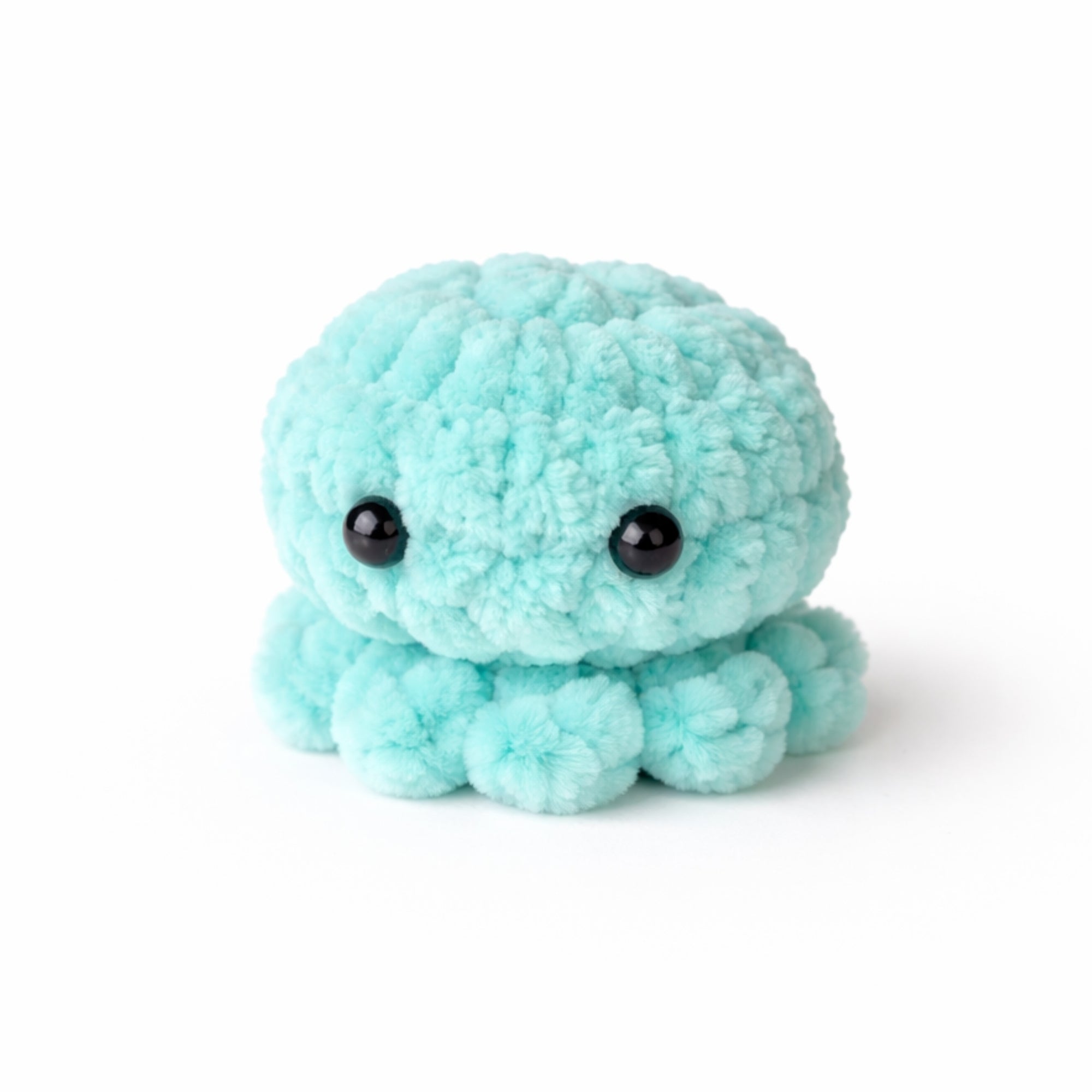Cute bright green crochet baby octopus plush handmade amigurumi toy, soft mini octopus perfect for gifts and decor