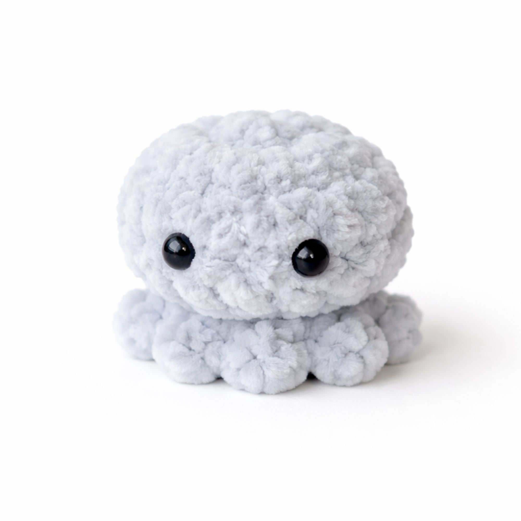 Cute gray crochet baby octopus plush handmade amigurumi toy, soft mini octopus perfect for gifts and decor