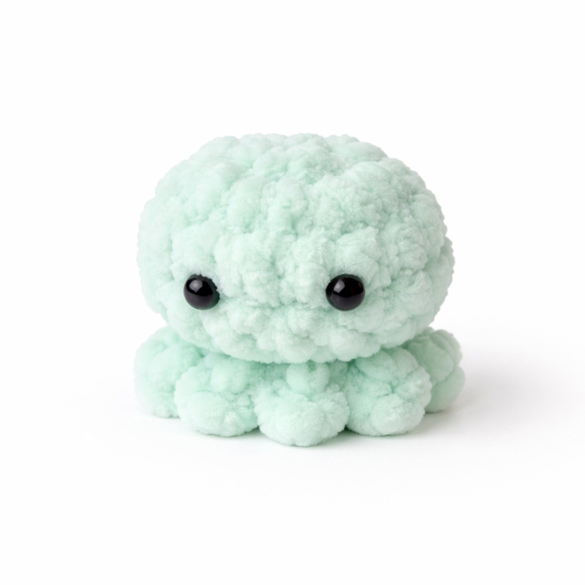 Cute green crochet baby octopus plush handmade amigurumi toy, soft mini octopus perfect for gifts and decor