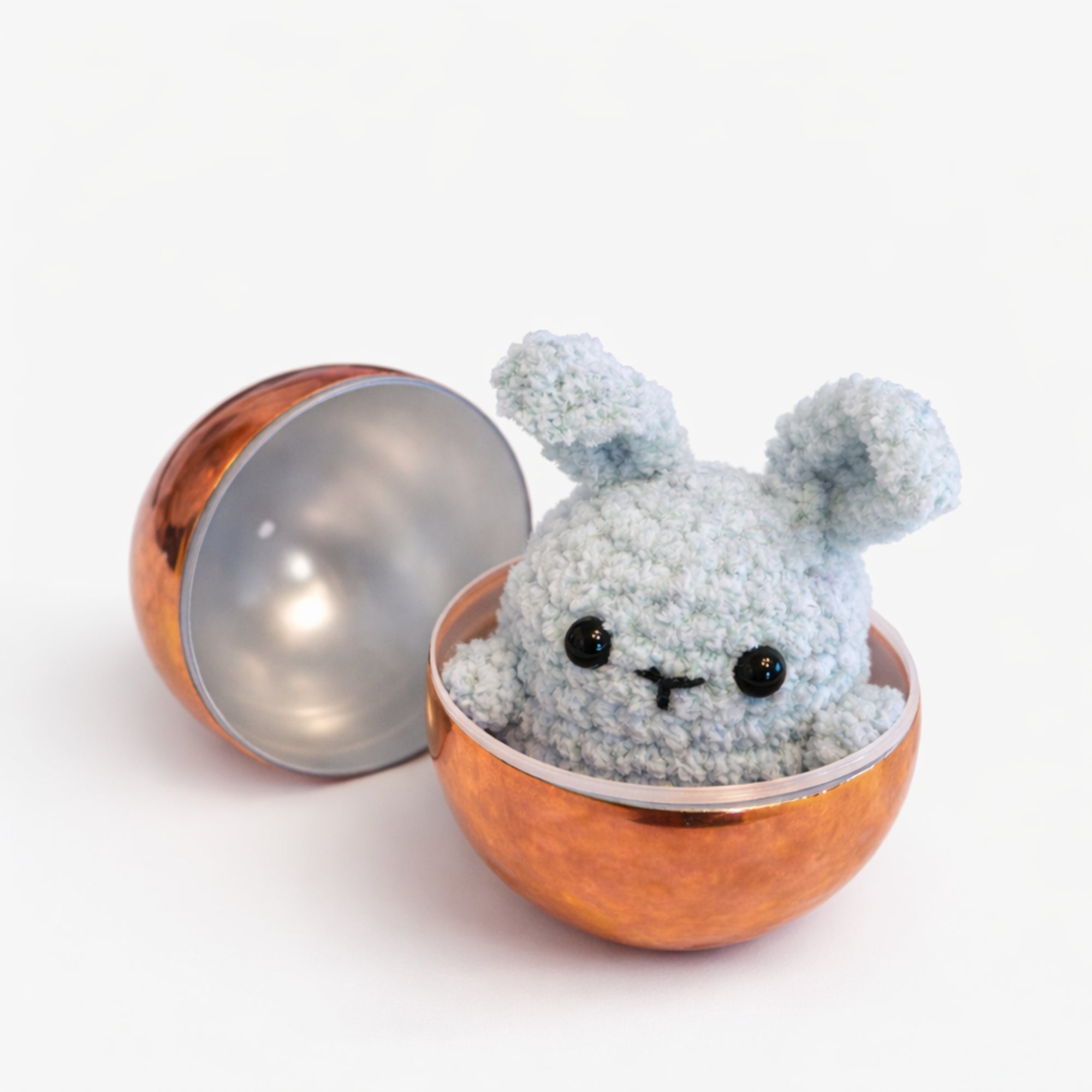 handmade crochet bunny inside Easter egg
