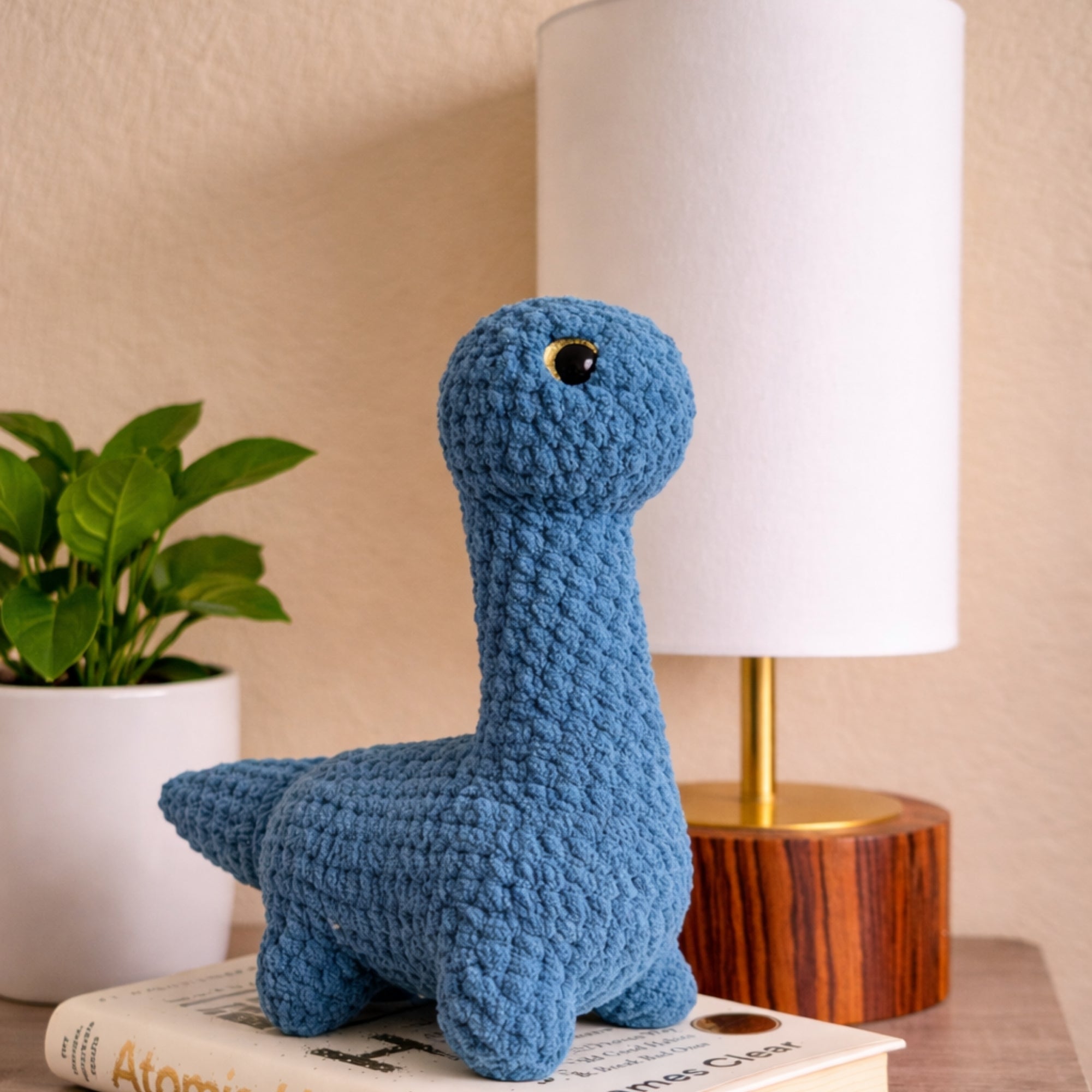 Dark green crochet dinosaur plush handmade amigurumi