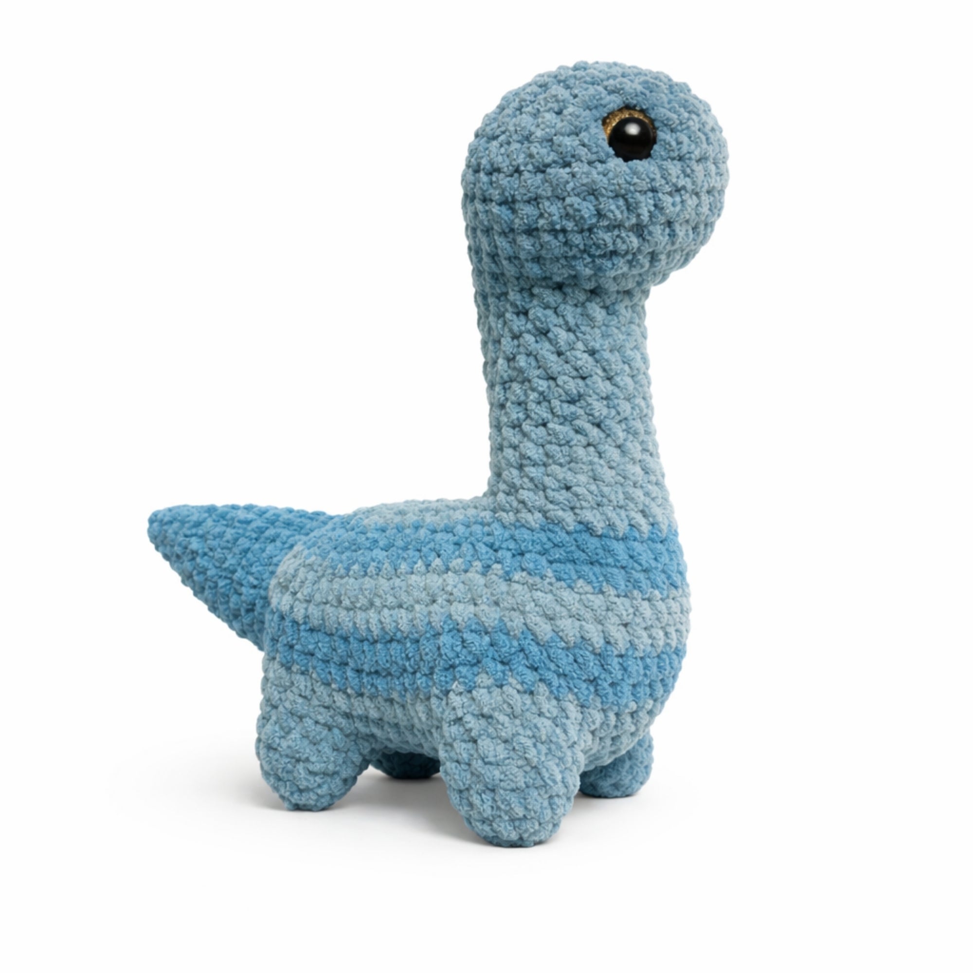 Green two-tone crochet dinosaur plush handmade amigurumi toy