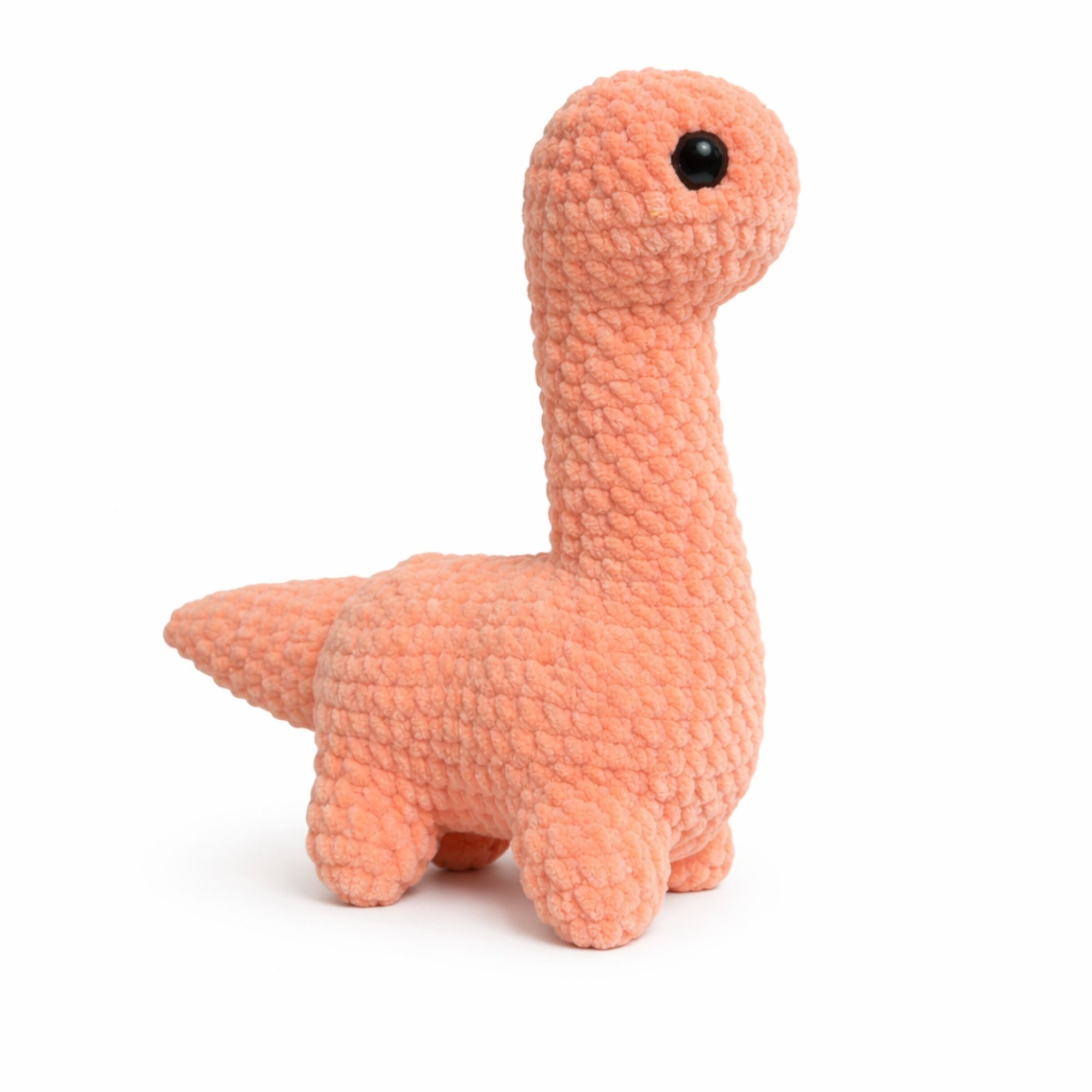 Orange two-tone crochet dinosaur plush handmade amigurumi toy