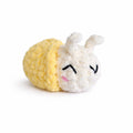Handmade crochet snail amigurumi plush with yellow shell