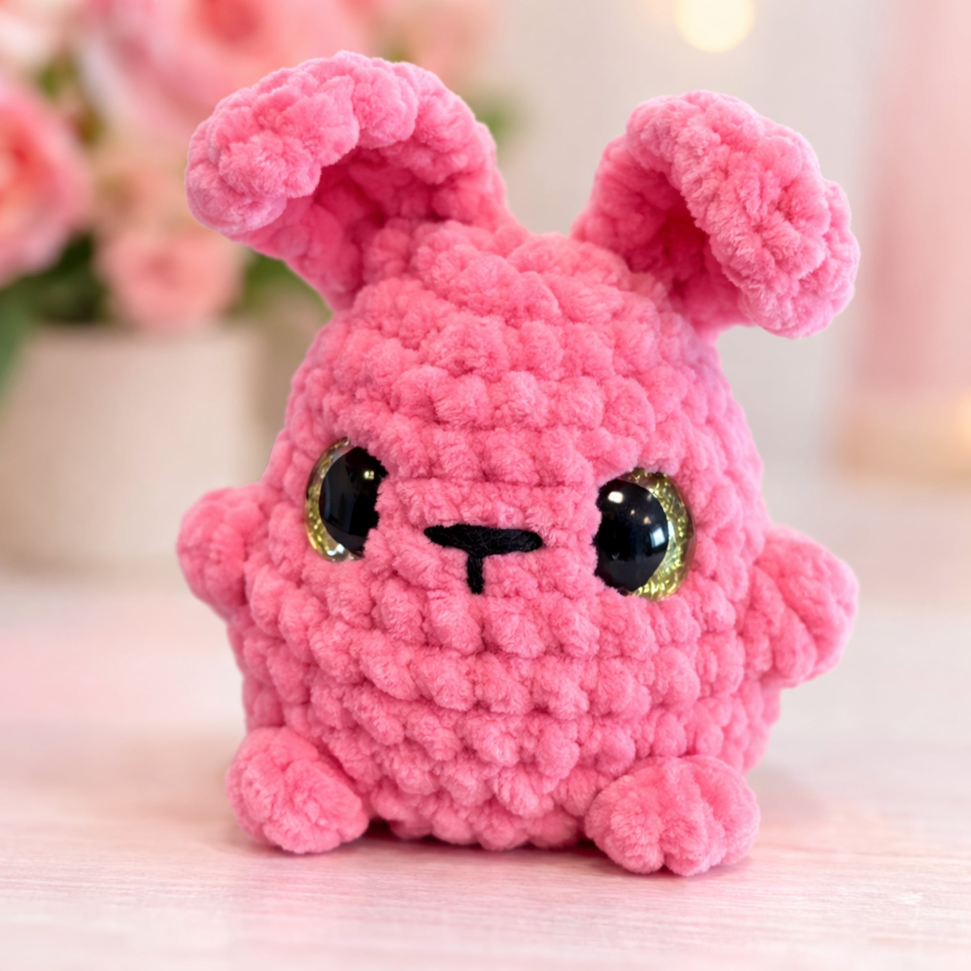 Cute pink crochet bunny amigurumi plush toy handmade