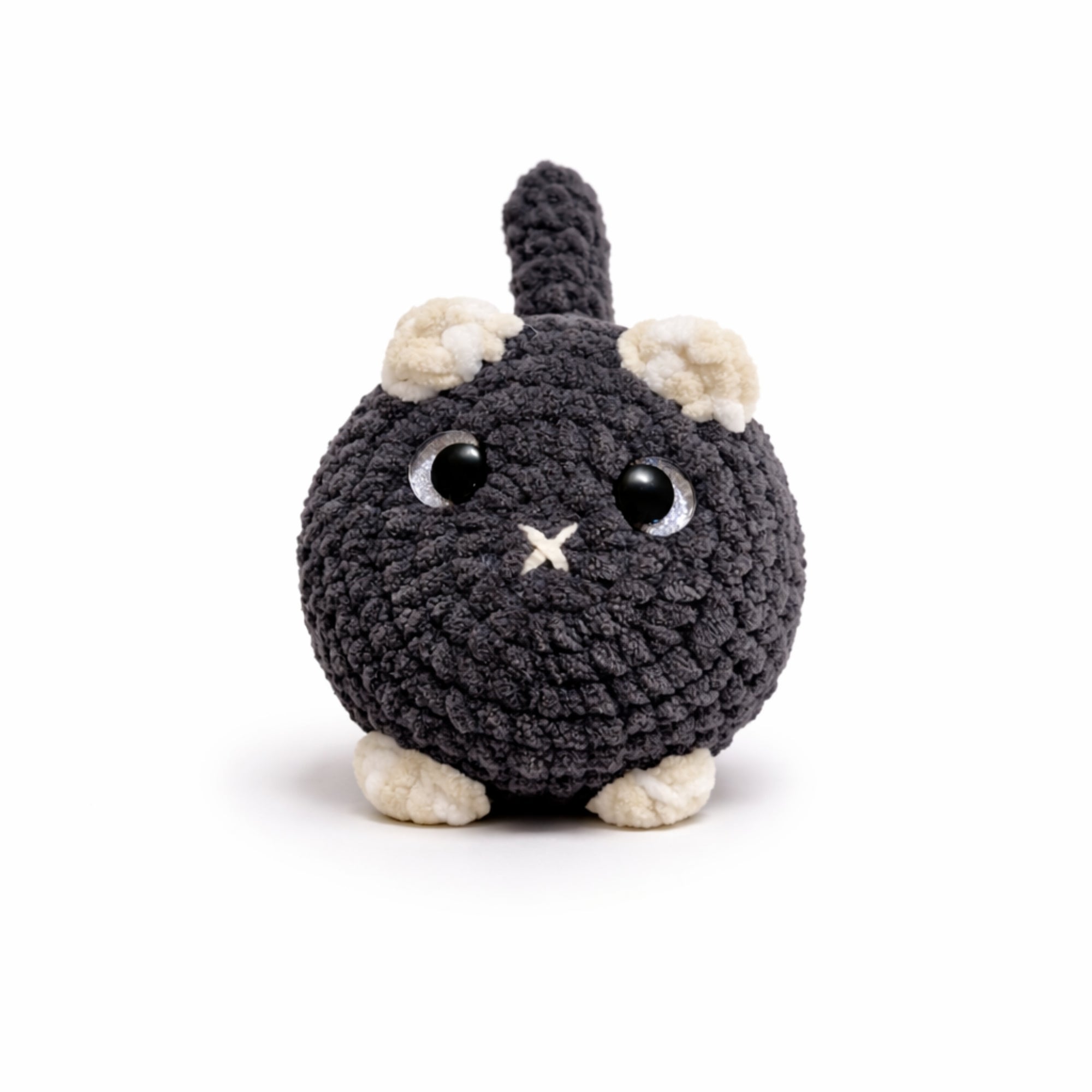 dark gray handmade crochet cat amigurumi plush toy