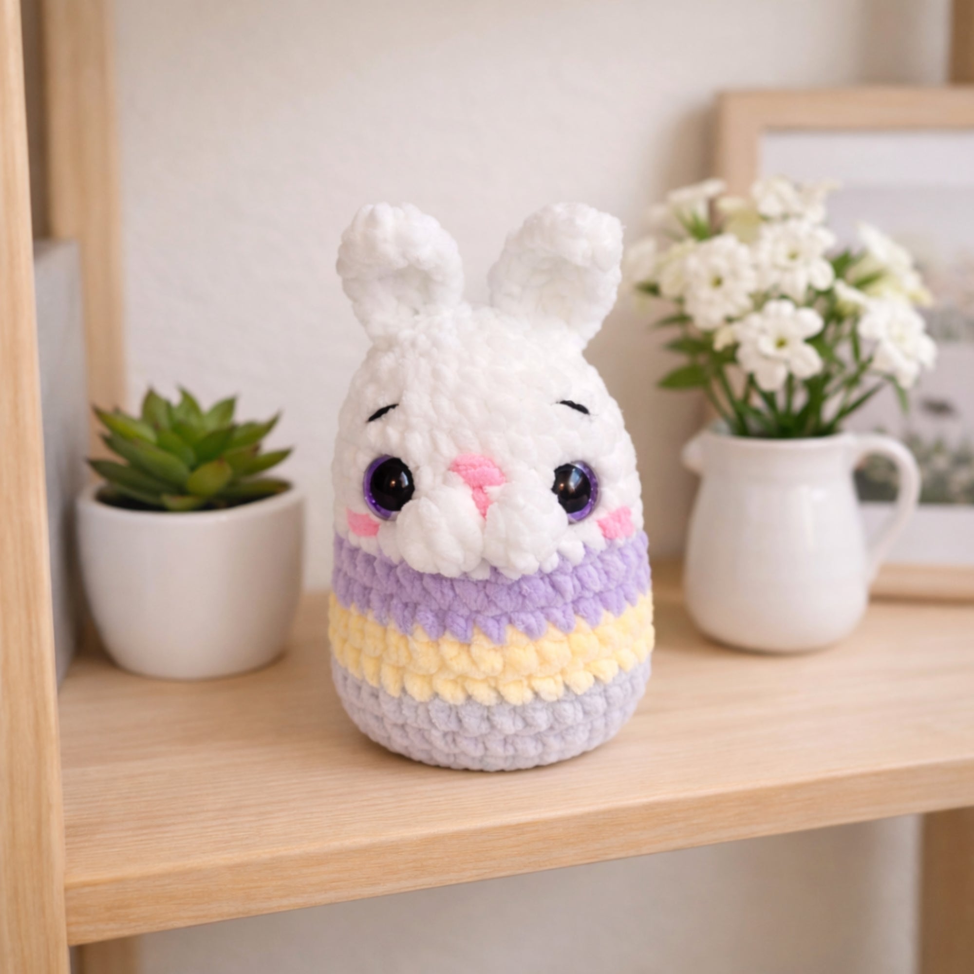 handmade bunny egg crochet plush shelf decor