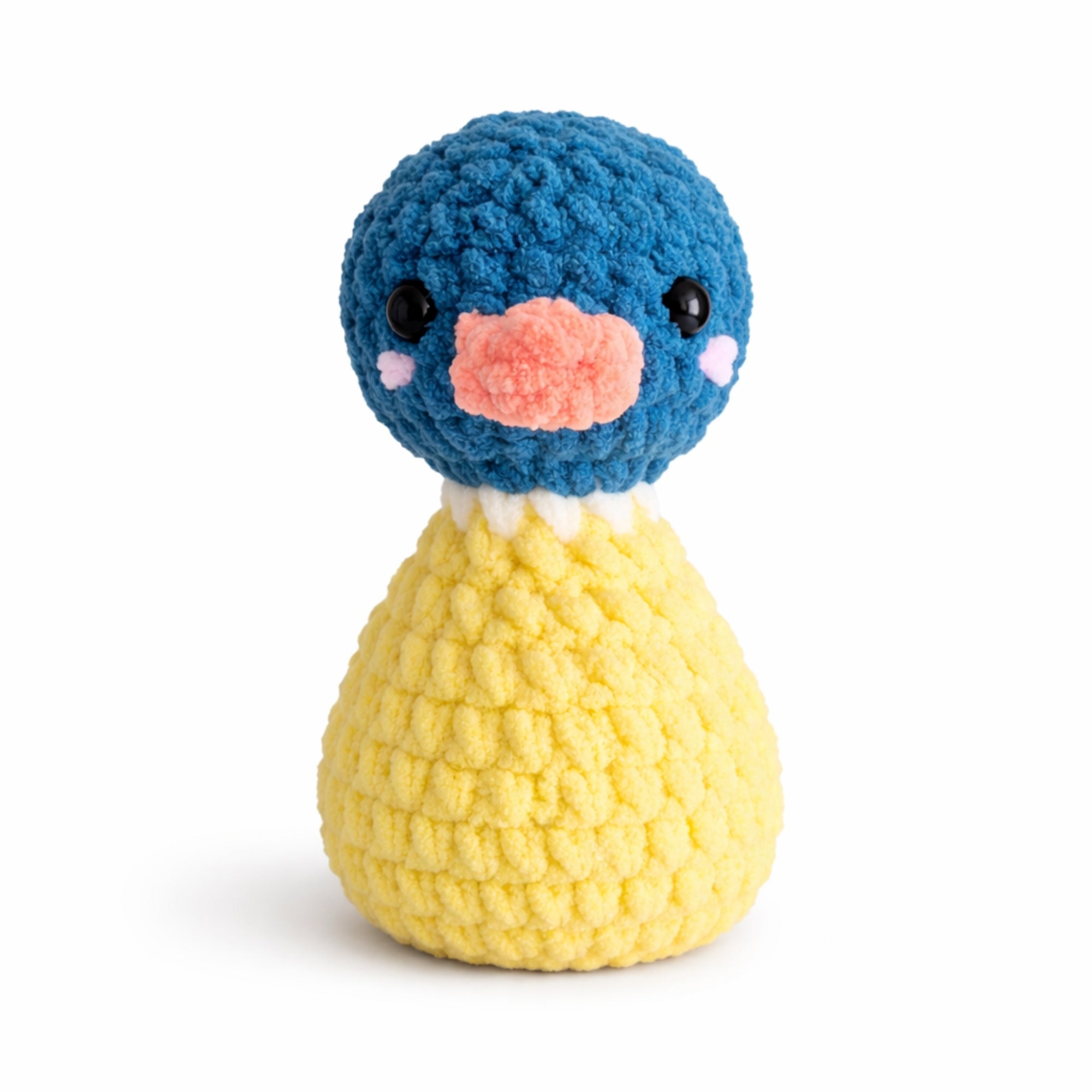 Handmade crochet duck amigurumi plush toy full body view