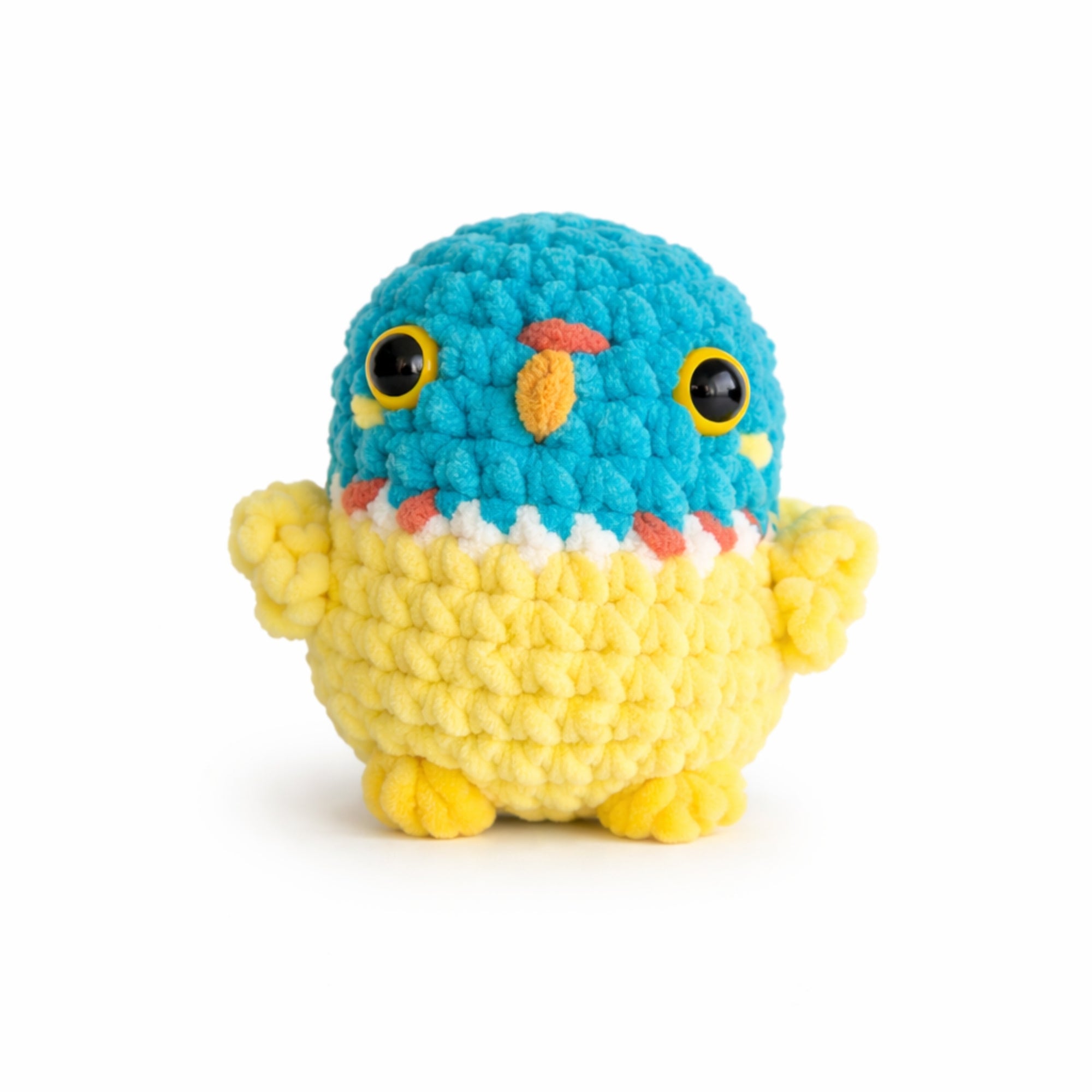 Handmade crochet owl plush green and yellow amigurumi stuffed toy