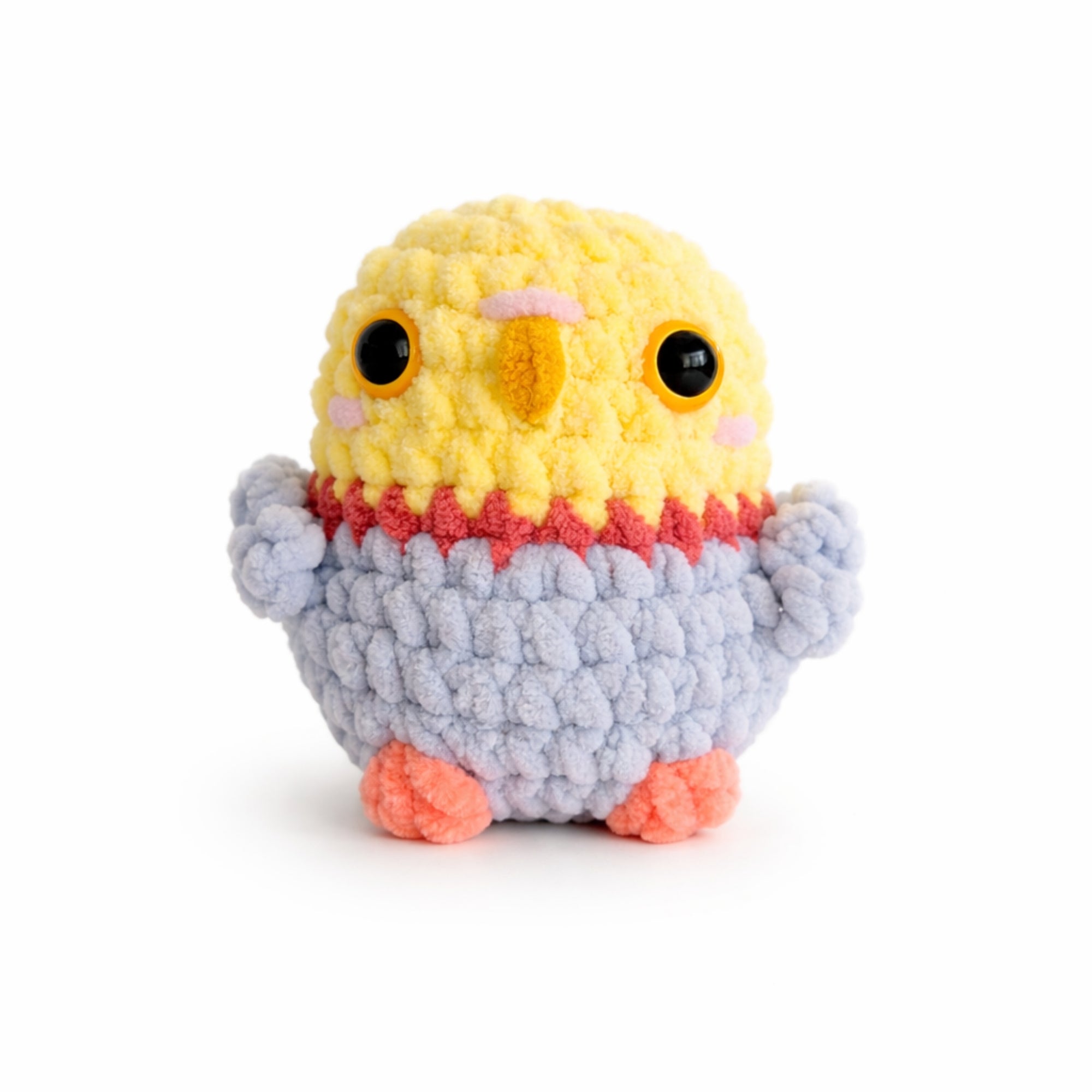 Handmade crochet owl plush grey and yellow amigurumi stuffed toy