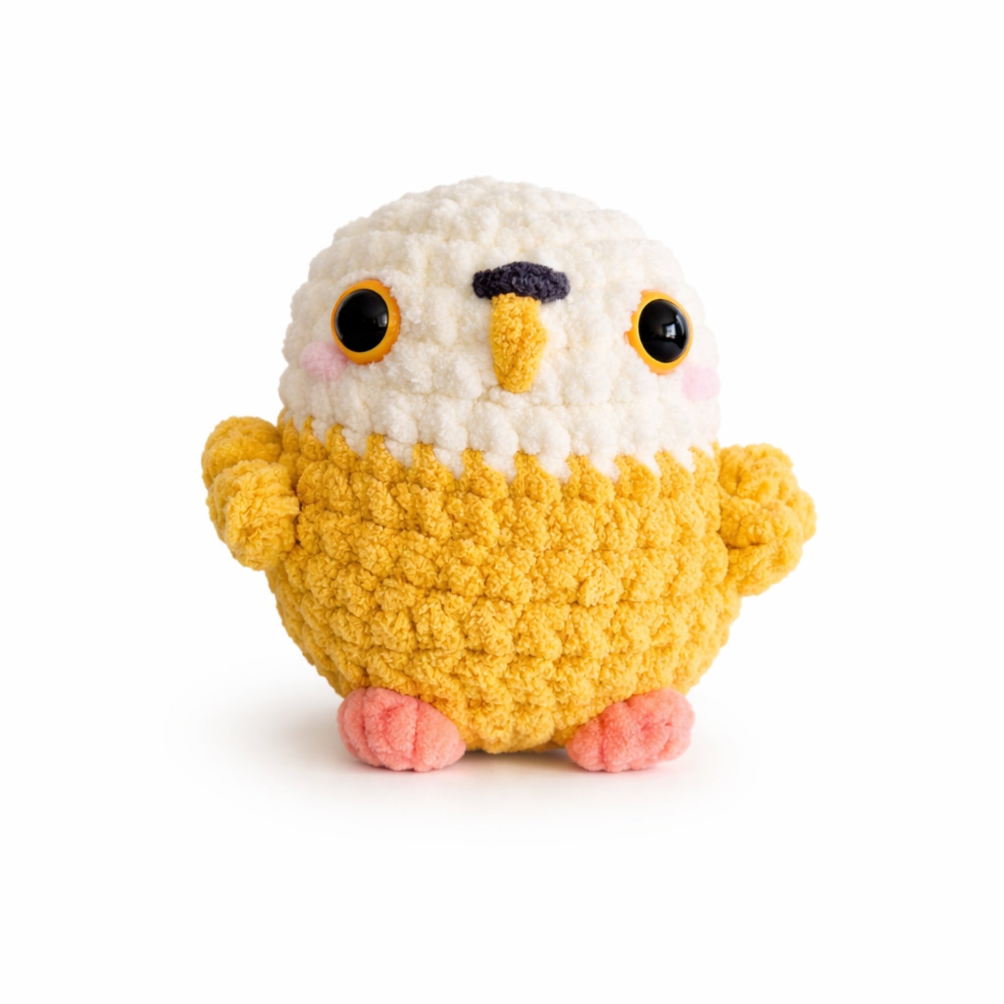 Handmade crochet owl plush yellow amigurumi stuffed toy