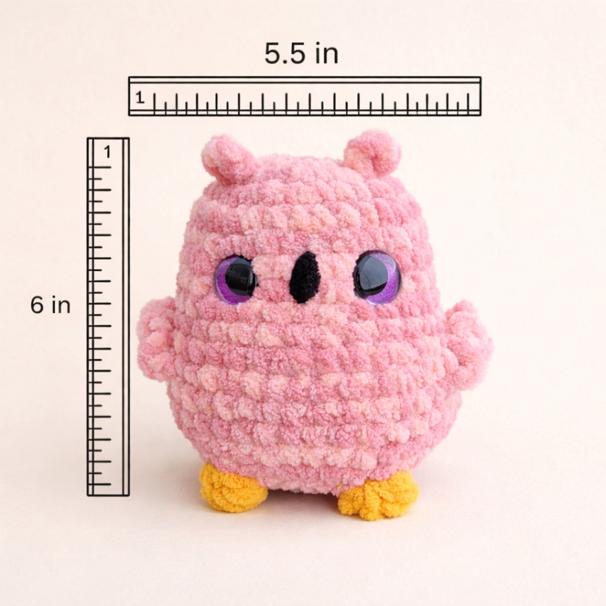 crochet owl amigurumi plush size measurement