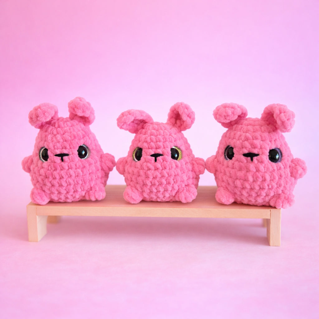 Cute handmade crochet bunny amigurumi plush toys display