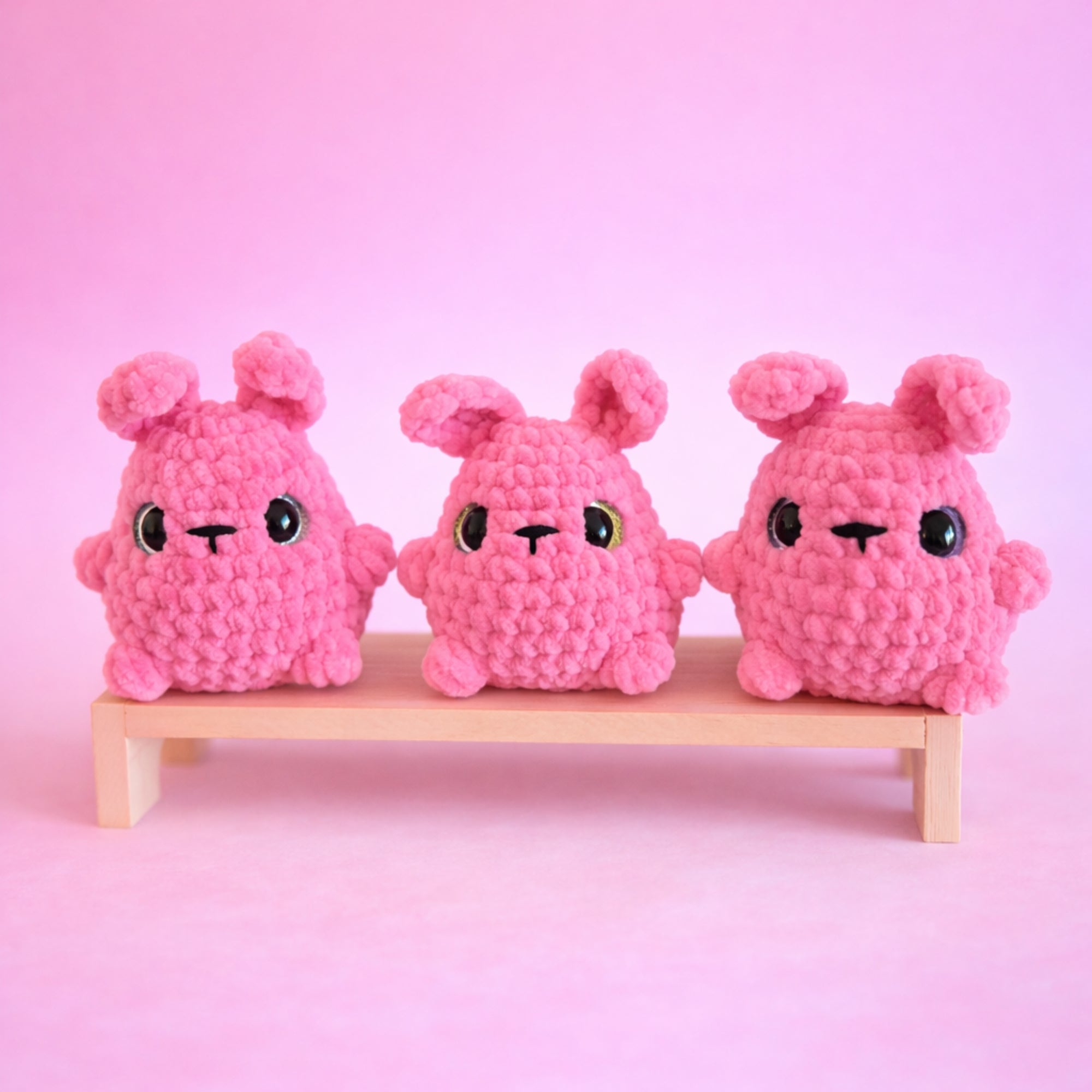 Cute handmade crochet bunny amigurumi plush toys display