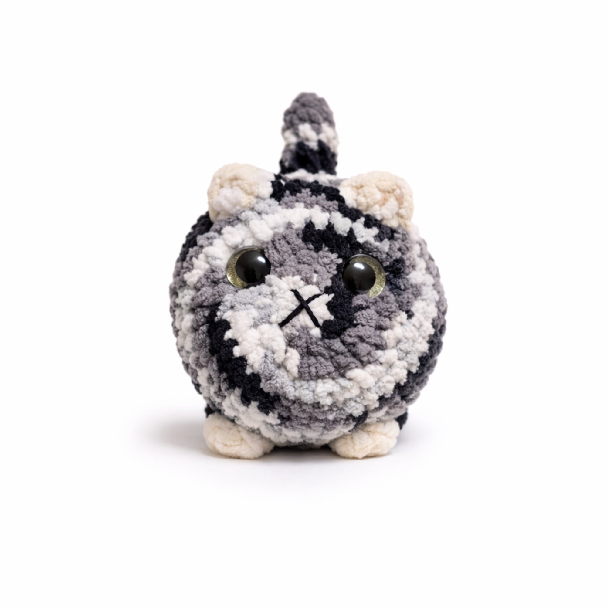 marble gray black handmade crochet cat amigurumi plush toy