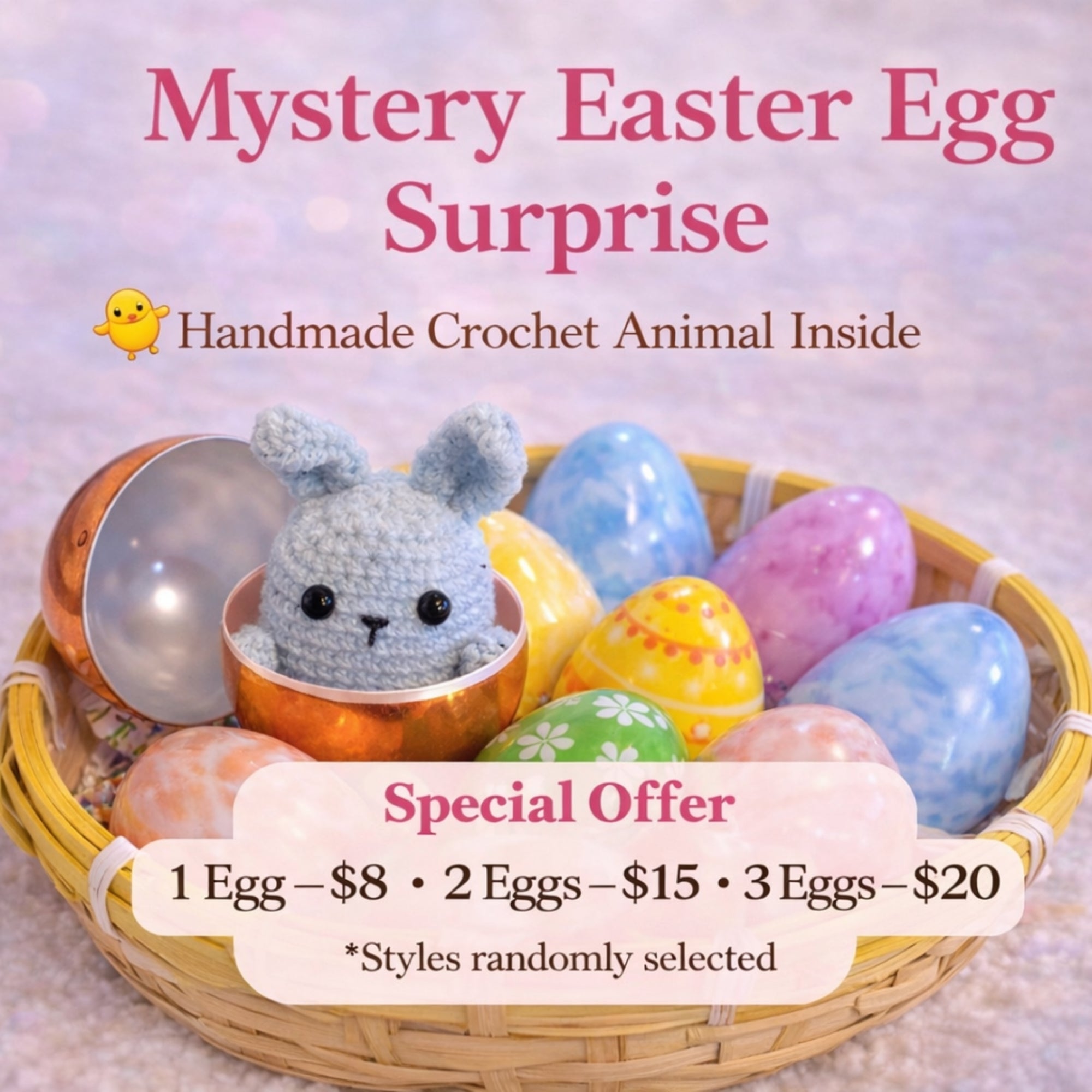 mystery Easter egg surprise with crochet animal inside
