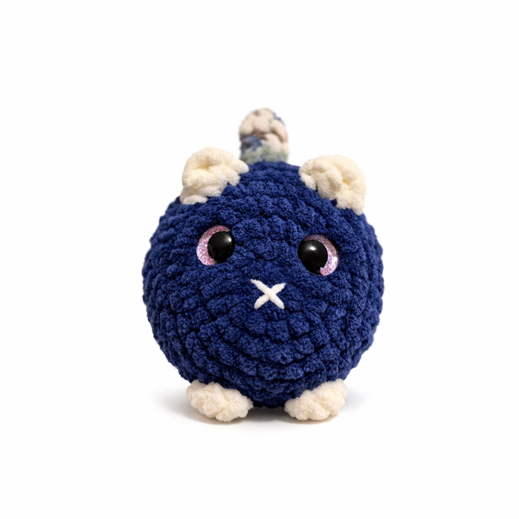 navy blue handmade crochet cat amigurumi plush toy