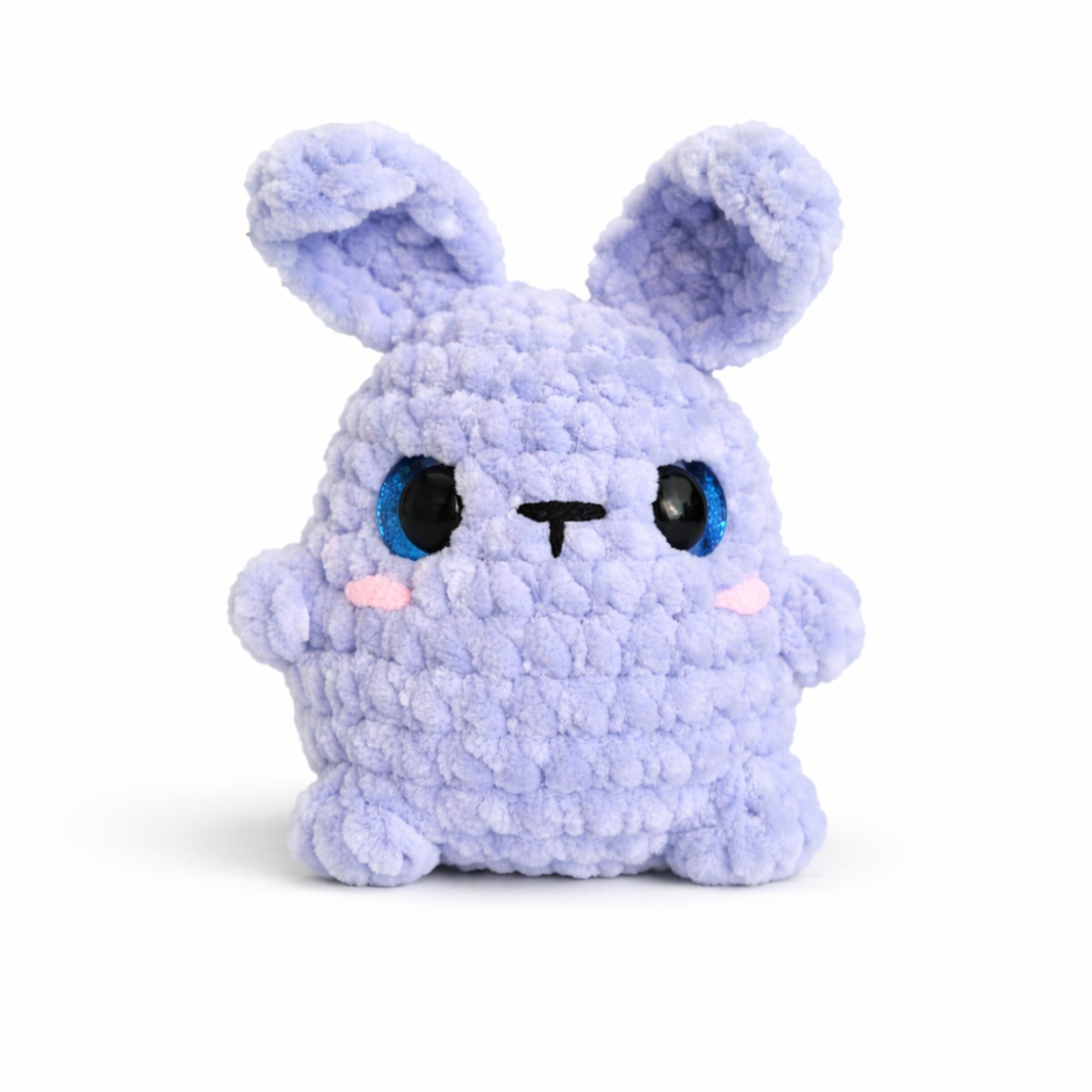 Small handmade crochet bunny amigurumi plush toy blue